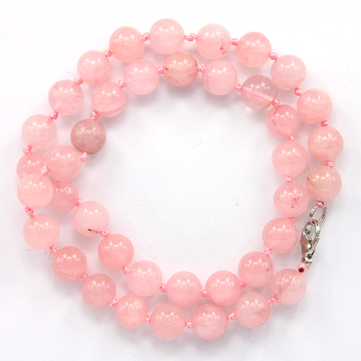 BUS003-10 Rose quartz beads d.10mm, L.48cm