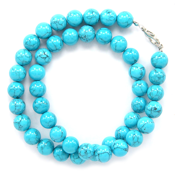 BUS004-10 Beads turquoise d.10mm, L.47cm with clasp