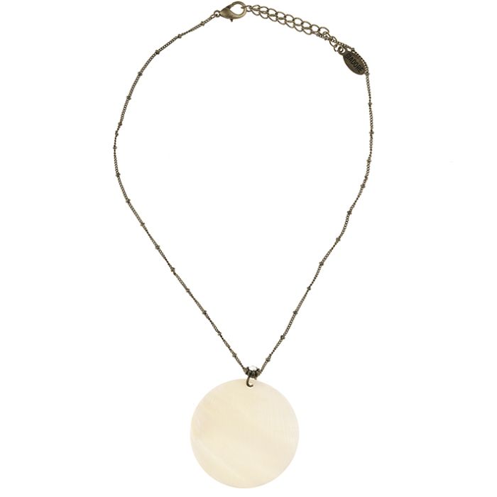 UG087 Necklace mother-of-pearl plate on chain