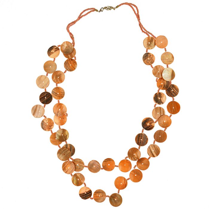 UG088-01 Plate and beads necklace, orange