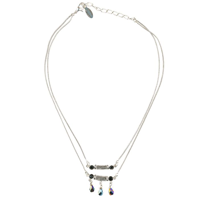 UG097-03 Blue rhinestone and stone necklace