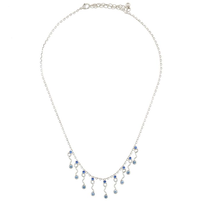 UG098-01 Blue Rhinestone Necklace