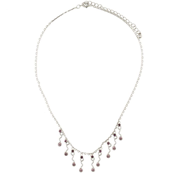 UG098-02 Purple Rhinestone Necklace
