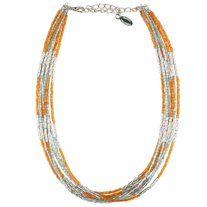 UG104-01 Orange beaded necklace