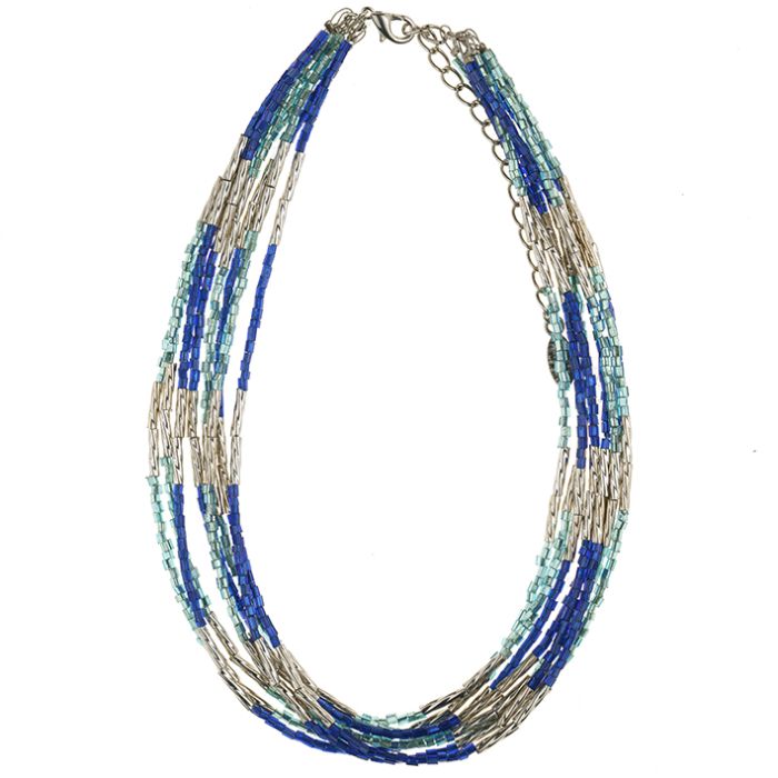 UG104-02 Navy blue beaded necklace