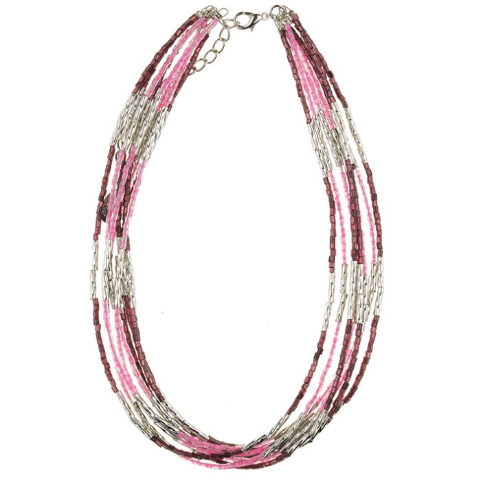 UG104-03 Pink Beaded Necklace