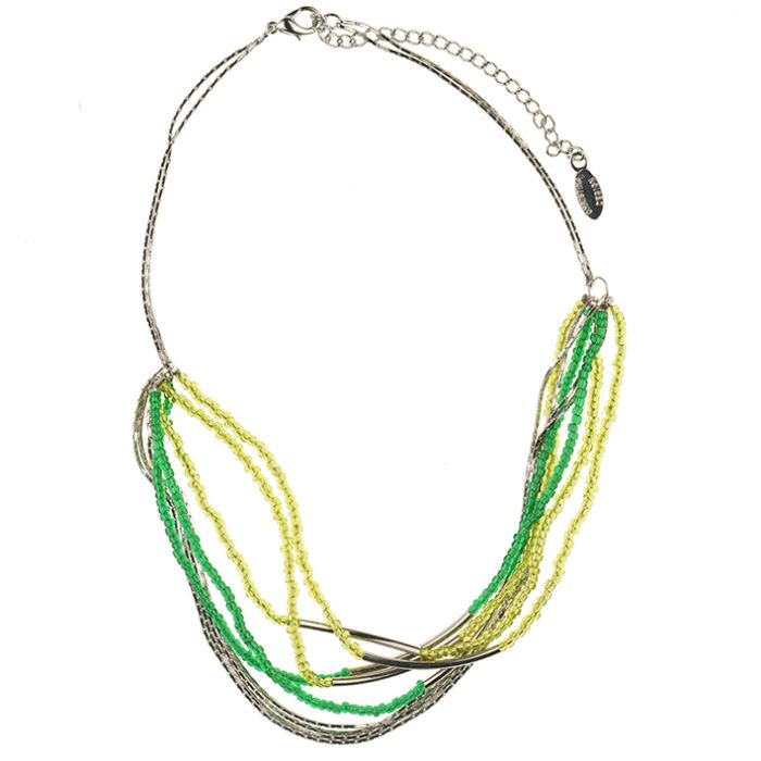 UG117-01 Beaded necklace, lime green