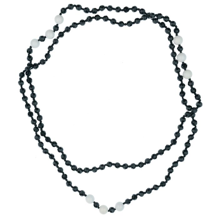 UG135 Crystal Beaded Black & White Necklace