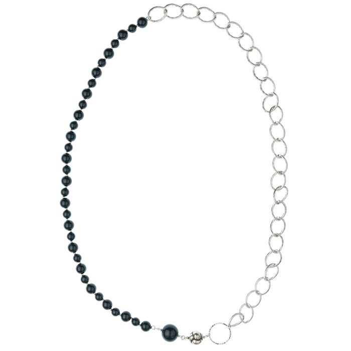 UG146 Black agate synthetic stone necklace