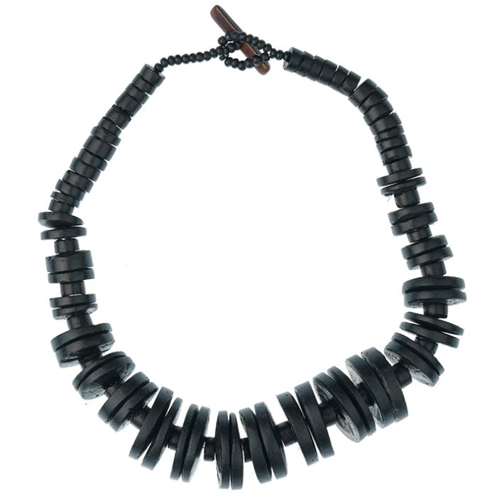 UG175-01 Black flat plate necklace