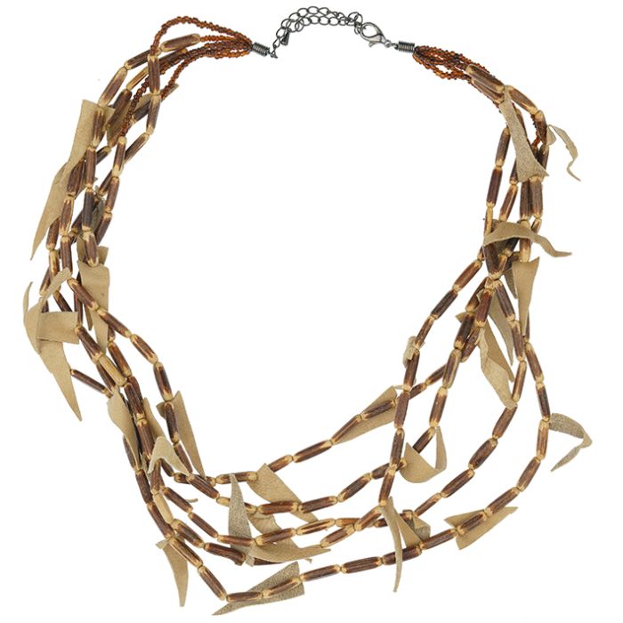 UG184 Wood and leather necklace