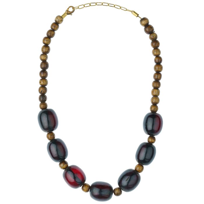 UG192 Wooden and plastic beads necklace