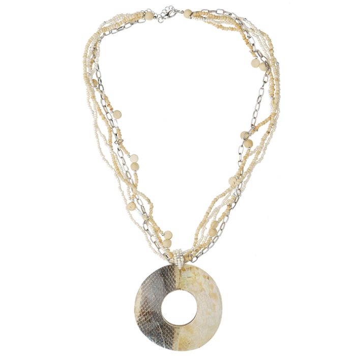 UG198 Necklace Mother of Pearl Disc