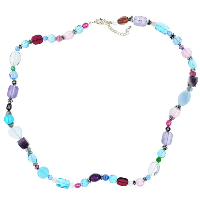 UG238-01 Necklace Minerals and glass