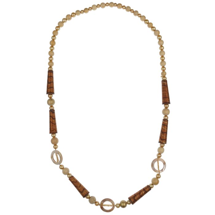UG246-02 Necklace Wood and mother-of-pearl