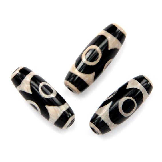 BDZ3-02A Tibetan Dzi bead, natural agate, 1 pc, size ~30x11mm