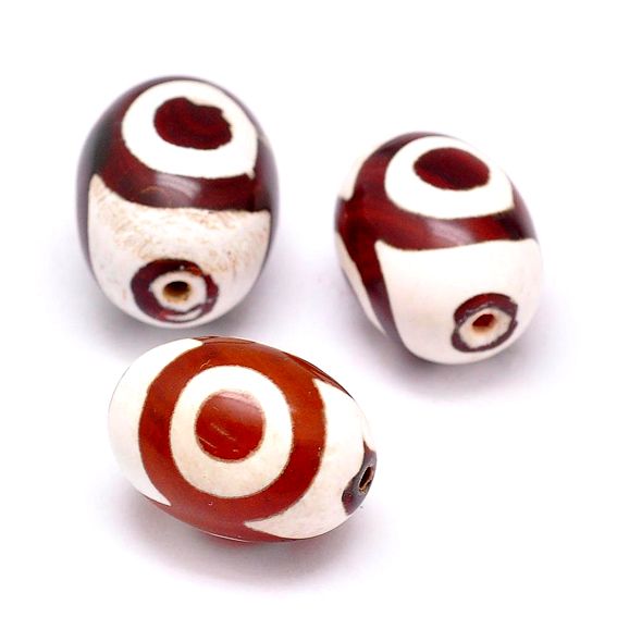 BDZ3-C02 Tibetan Dzi bead, natural agate, 1 pc, size 28~31x20~23mm