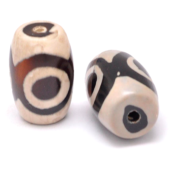 BDZ3-E02 Tibetan Dzi bead, natural agate, 1 pc, size 21~25x14~16mm