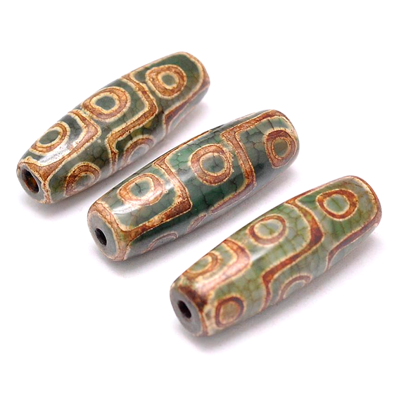 BDZ9-F04 Tibetan Dzi bead, natural agate, 1 pc, size 29~30x9~11mm