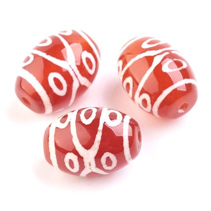 BDZK002-E16 Ten-eyed Dzi bead 13.5~14x10mm, natural agate