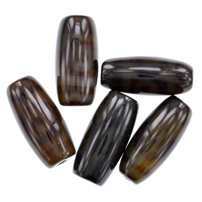 BDZO003-25B Dzi bead 3 eyes ~30.5x14mm natural agate