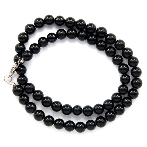 BUS002-8 Beads black agate d.8mm, L.47cm