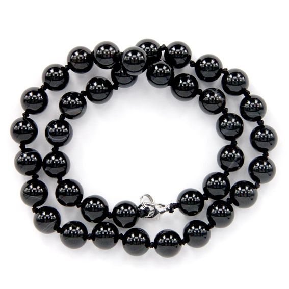 BUS002-10 Beads Black agate d.10mm, L.48cm