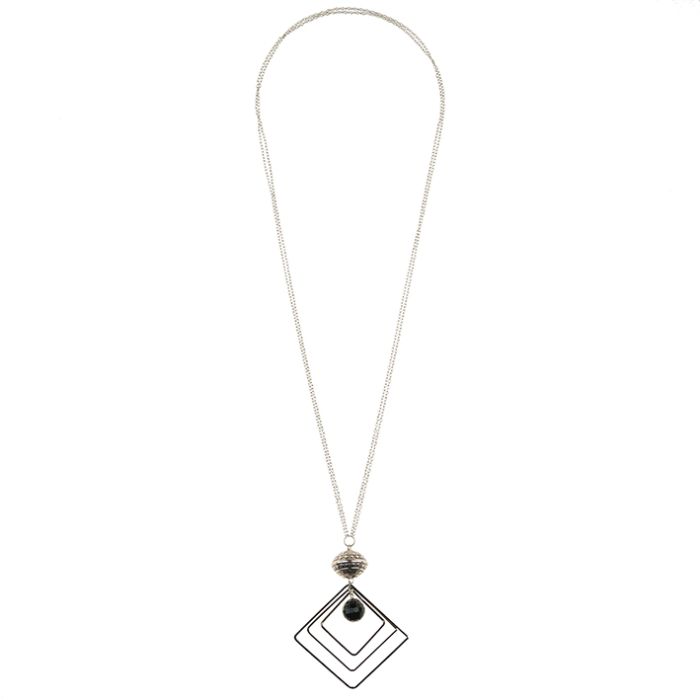 UG061 Rhombus necklace with beads