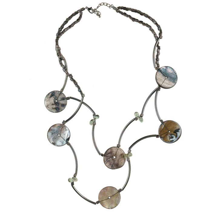 UG089 Disc necklace, gray