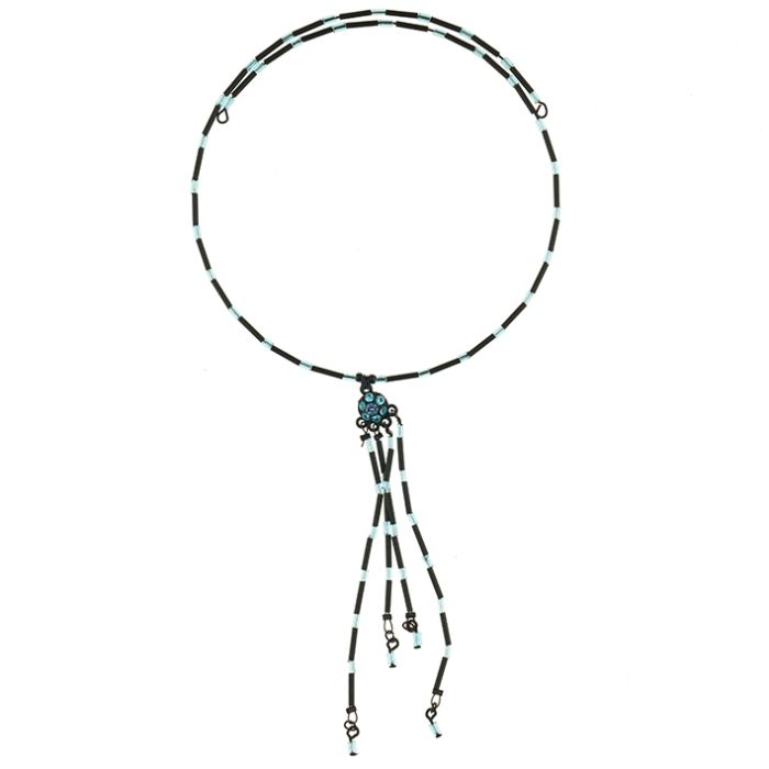 UG115-02 Blue Rhinestone Necklace